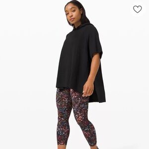 Lululemon Opened Up Poncho Black Cashmere Blend Hooded Pullover XS/S